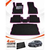 E-BİZ E-Biz Renault Megane 4-Sedan (2016-2026) 3D Havuzlu Eva Paspas Seti + Bagaj Paspası - Siyah-Fuşya - Siyah - Fuşya