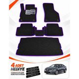 E-BİZ E-Biz Renault Megane 4-Sedan (2016-2026) 3D Havuzlu Eva Paspas Seti + Bagaj Paspası - Siyah-Mor - Siyah - Mor