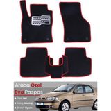 E-BİZ Fiat Albea (2002-2005) Uyumlu Eva Paspas Tam Set–araca Özel,su Geçirmez,kolay Montaj - Siyah - Kırmızı