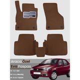 E-BİZ Fiat Albea (2006-2012) Uyumlu Eva Paspas Tam Set–araca Özel,su Geçirmez,kolay Montaj - Koyu Kahverengi