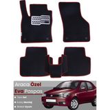 E-BİZ Fiat Albea (2006-2012) Uyumlu Eva Paspas Tam Set–araca Özel,su Geçirmez,kolay Montaj - Siyah - Bordo