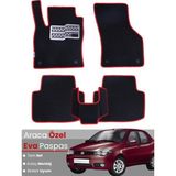 E-BİZ Fiat Albea (2006-2012) Uyumlu Eva Paspas Tam Set–araca Özel,su Geçirmez,kolay Montaj - Siyah - Kırmızı