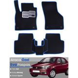E-BİZ Fiat Albea (2006-2012) Uyumlu Eva Paspas Tam Set–araca Özel,su Geçirmez,kolay Montaj - Siyah - Mavi