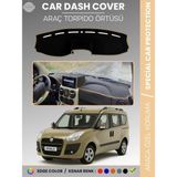 E-BİZ Fıat Doblo (2008-2013) Double Ekran Aırbagli Torpido Örtüsü Ön Göğüs Koruma Araca Özel Tam Uyum - Siyah - Bej