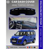 E-BİZ Fıat Doblo (2008-2013) Double Ekran Aırbagli Torpido Örtüsü Ön Göğüs Koruma Araca Özel Tam Uyum - Siyah - Mavi