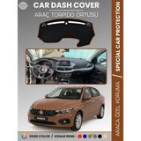 E-BİZ Fiat Egea (2019-2020) Ekranlı Torpido Örtüsü Ön Göğüs Koruma Torpido Koruma Tam Uyum Kolay Montaj - Kahverengi