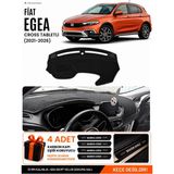 E-BİZ Fiat Egea Cross (2021-2026) Tabletli Uyumlu Torpido Örtüsü, Torpido Kılıfı - Siyah - FI012 - FİAT EGEA CROSS (2021-2026) TABLETLİ