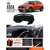 E-BİZ Fiat Egea Cross (2021-2026) Tabletli Uyumlu Torpido Örtüsü, Torpido Kılıfı - Siyah-Mavi - FI012 - FİAT EGEA CROSS (2021-2026) TABLETLİ - Siyah - Mavi