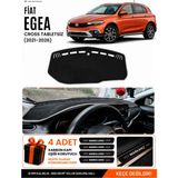 E-BİZ Fiat Egea Cross (2021-2026) Tabletsiz Uyumlu Torpido Örtüsü, Torpido Kılıfı - Siyah-Gri - FI011 - FİAT EGEA CROSS (2021-2026) TABLETSİZ - Siyah - Gri