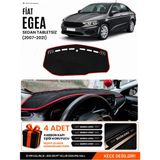 E-BİZ Fiat Egea Sedan (2007-2021) Tabletsiz Uyumlu Torpido Örtüsü, Torpido Kılıfı - Siyah-Kırmızı - FI011 - FİAT EGEA SEDAN (2007-2021) TABLETSİZ - Siyah - Kırmızı
