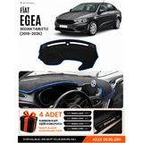 E-BİZ Fiat Egea Sedan (2019-2026) Tabletli Uyumlu Torpido Örtüsü, Torpido Kılıfı - Siyah-Mavi - FI012 - FİAT EGEA SEDAN (2019-2026) TABLETLİ - Siyah - Mavi