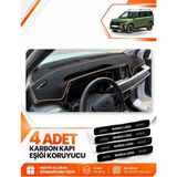 E-BİZ Ford Courier (2024-2027) Uyumlu Ön Torpido Koruma Kılıfı Halısı Örtüsü - Siyah-Kahverengi - FO037 - FORD COURİER (2024-2027) - Siyah - Kahverengi