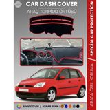 E-BİZ Ford Fiesta (2002-2009) Torpido Örtüsü Ön Panel Koruma Tam Uyum Çatlamayı Önler Kolay Montaj - Siyah - Kırmızı