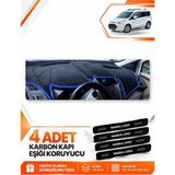 E-BİZ Ford Tourneo Connect (2013-2020) Uyumlu Ön Torpido Koruma Kılıfı Halısı Örtüsü - Siyah-Mavi - FO018 - Siyah - Mavi