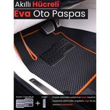 E-BİZ Ford Tourneo Courier (2014-2023) Uyumlu Tam Set Eva Oto Paspas - Siyah - Turuncu