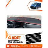 E-BİZ Ford Transit Custom (2016-2024) Uyumlu Ön Torpido Koruma Kılıfı Örtüsü - Siyah-Kırmızı - FO034 - FORD TRANSİT CUSTOM (2016-2024) - Siyah - Kırmızı