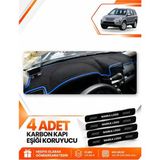 E-BİZ Honda Cr-V (2000-2006) Uyumlu Ön Torpido Koruma Kılıfı Halısı Koruyucu Örtüsü - Siyah-Mavi - HO014 - Siyah - Mavi