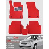 E-BİZ Hyundai Accent Era (2005-2011) Uyumlu Eva Paspas Tam Set–araca Özel,kolay Montaj,su Geçirmez - Kırmızı