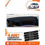 E-BİZ Hyundai Accent Era (2006-2011) Uyumlu Ön Torpido Koruma Kılıfı Halısı Örtüsü - Siyah-Mavi - HU010 - HYUNDAİ ACCENT ERA (2006-2011) - Siyah - Mavi