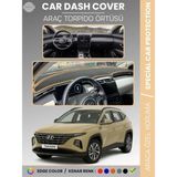 E-BİZ Hyundaı Tucson Nx4 (2021-2024) Torpido Örtüsü Ön Göğüs Koruma Torpido Koruma Tam Uyum Uv Koruma - Siyah - Bej