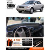 E-BİZ Nissan Sunny (1990-1995) Uyumlu Torpido Koruma, Torpido Örtüsü, Torpido Kılıfı - Siyah-Mavi - NI018 - NİSSAN SUNNY (1990-1995) - Siyah - Mavi