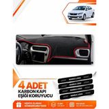 E-BİZ Peugeot 301 (2012-2022) Uyumlu Ön Torpido Koruma Kılıfı Halısı Örtüsü - Siyah-Kırmızı - PE007 - Siyah - Kırmızı