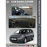 E-BİZ Peugeot 5008 (2011-2014) Torpido Örtüsü Panel Koruma Torpido Koruma Tam Uyum Kaymaz Özel Kesim - Siyah - Gri