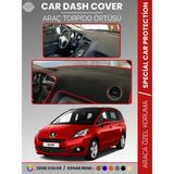 E-BİZ Peugeot 5008 (2011-2014) Torpido Örtüsü Panel Koruma Torpido Koruma Tam Uyum Kaymaz Özel Kesim - Siyah - Kırmızı