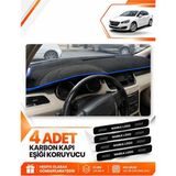 E-BİZ Peugeot 508 (2010-2018) Uyumlu Ön Torpido Koruma Kılıfı Halısı Koruyucu Örtüsü - Siyah-Mavi - PE015 - Siyah - Mavi