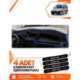 E-BİZ Peugeot Partner (2002-2008) Uyumlu Ön Torpido Koruma Kılıfı Halısı Örtüsü - Siyah-Mavi - PE021 - Siyah - Mavi