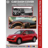 E-BİZ Porsche Cayenne (2002-2010) Torpido Örtüsü Ön Göğüs Koruma Torpido Koruma Tam Uyum Kaymaz - Siyah - Kırmızı