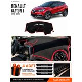 E-BİZ Renault Captur 1 (2013-2019) Uyumlu Torpido Örtüsü, Torpido Kılıfı - Siyah-Kırmızı - RE035 - Siyah - Kırmızı