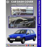 E-BİZ Renault Clıo 1 (1994-1998) Torpido Örtüsü Ön Göğüs Koruma Torpido Koruma Araca Özel Tam Uyum - Siyah - Mavi