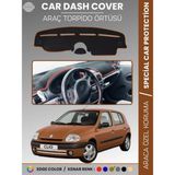 E-BİZ Renault Clıo 2 Aırbaglı (2001-2012) Torpido Örtüsü Ön Göğüs Koruma Torpido Koruma Araca Özel - Kahverengi