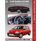 E-BİZ Renault Clıo 2 Aırbaglı (2001-2012) Torpido Örtüsü Ön Göğüs Koruma Torpido Koruma Araca Özel - Siyah - Kırmızı