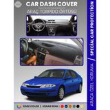 E-BİZ Renault Laguna 2 (2002-2007) Torpido Örtüsü Ön Göğüs Koruma Torpido Koruma Araca Özel Tam Uyum - Siyah - Mavi