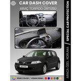 E-BİZ Renault Megane 2 Navigasyonlu Büyük Ekran (2003-2009) Torpido Örtüsü Ön Göğüs Halı Torpido Koruma - Siyah