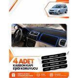 E-BİZ Skoda Roomstar (2006-2015) Uyumlu Ön Torpido Koruma Kılıfı Halısı Örtüsü - Siyah-Mavi - SK002 - Siyah - Mavi