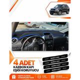 E-BİZ Suzukı Grand Vitara (2006-2012) Uyumlu Ön Torpido Koruma Kılıfı Halısı Örtüsü - Siyah-Mavi - SZ005 - SUZUKI GRAND VİTARA (2006-2012) - Siyah - Mavi