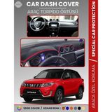 E-BİZ Suzuki Grand Vitara (2014-2021) Torpido Örtüsü Ön Göğüs Halı Torpido Koruma Tam Uyum Kaymaz - Siyah - Kırmızı