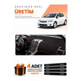 e-biz TOYOTA AURIS E150 (2006-2012) Uyumlu Torpido Koruma Örtüsü Oto Kılıfı - Siyah-Kırmızı - TO005