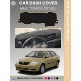 E-BİZ Toyota Corolla E120 (2002-2007) Torpido Örtüsü Ön Göğüs Koruma Araca Özel Çatlamayı Önler Kaymaz - Siyah - Bej