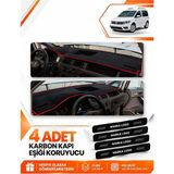 E-BİZ Volkswagen Caddy (2015-2019) Uyumlu Ön Torpido Koruma Kılıfı Halısı Örtüsü - Siyah-Kırmızı - VW002 - Siyah - Kırmızı