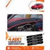 E-BİZ Volkswagen Golf 3 (1991-1997) Uyumlu Ön Torpido Koruma Kılıfı Halısı Örtüsü - Siyah-Kırmızı - VW008 - Siyah - Kırmızı