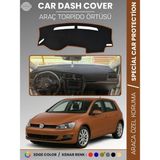 E-BİZ Volkswagen Golf 7 (2013-2020) Torpido Örtüsü Ön Göğüs Koruma Torpido Koruma Tam Uyum Çatlamayı Önler - Kahverengi