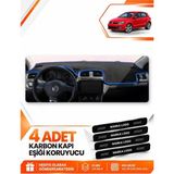 E-BİZ Volkswagen Polo (2009-2019) Uyumlu Ön Torpido Koruma Kılıfı Halısı Örtüsü - Siyah-Mavi - VW021 - Siyah - Mavi