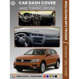 E-BİZ Volkswagen Tıguan (2016-2023) Torpido Örtüsü Ön Göğüs Koruma Torpido Koruma Tam Uyum Araca Özel - Kahverengi