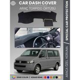 E-BİZ Volkswagen Transporter T5 (2003-2016) Torpido Örtüsü Ön Göğüs Koruma Torpido Koruma Tam Uyum Kaymaz - Siyah - Gri