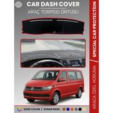 E-BİZ Volkswagen Transporter T6 Kapaklı Model (2015-2020) Torpido Örtüsü Ön Göğüs Koruma Torpido Koruma - Siyah - Kırmızı
