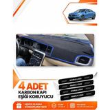 E-BİZ Volvo S60 (2011-2017) Uyumlu Ön Torpido Koruma Kılıfı Halısı Koruyucu Örtüsü - Siyah-Mavi - VO003 - Siyah - Mavi